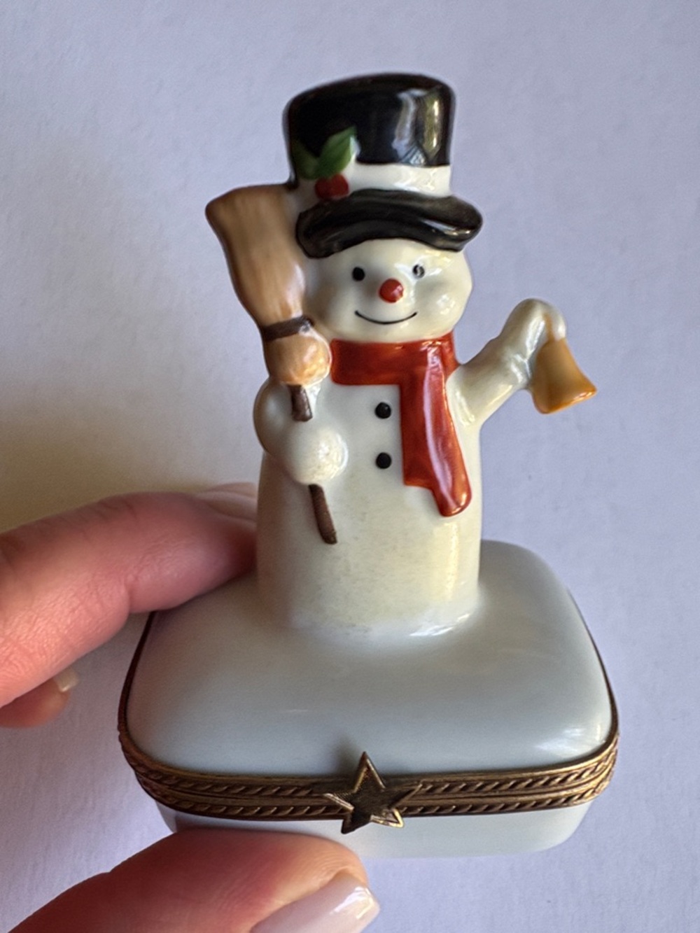 Vintage Limoges Snowman Trinket Box
